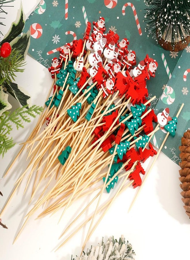 Leislam Christmas Toothpicks for Appetizers, 100 PCS Christmas Cocktail Picks, Christmas Picks for Food, Xmas Decorative Bamboo Food Sandwich Skewers Drinks Dessert for Christmas Party Decoration Supplies - Image 2